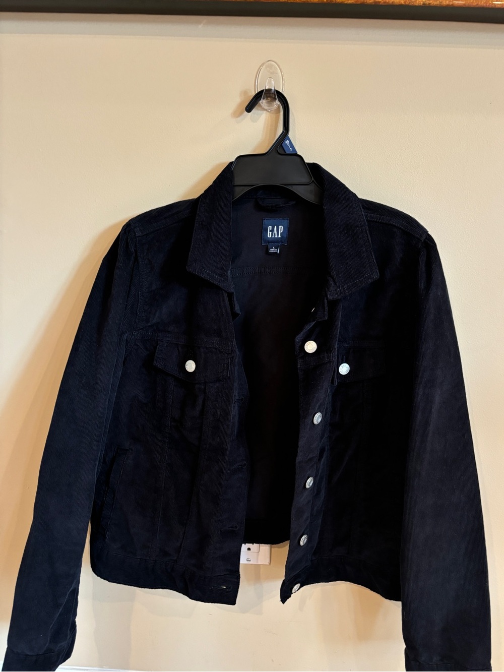 GAP Women’s Black Corduroy Trucker Jacket Size L Worn Once
